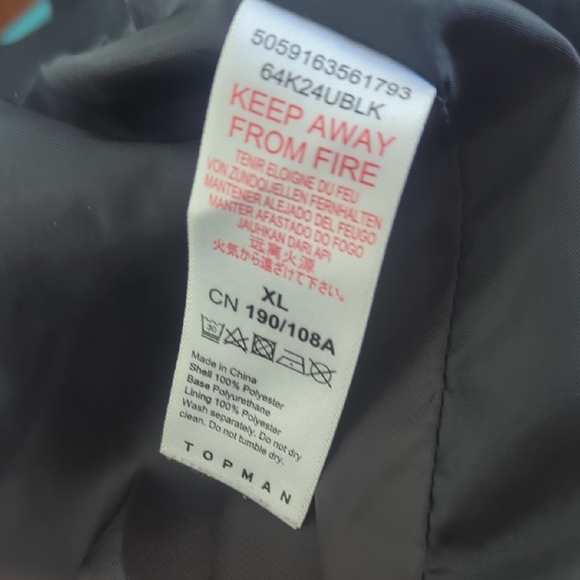 Topman Classic Black Bomber Jacket Size XL - Picture 6 of 8